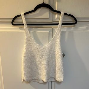 AMERICAN APPAREL white shimmering knit low back tank